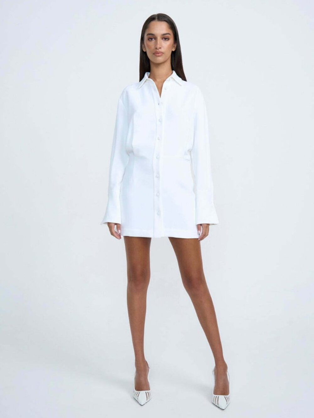 By Johnny Margot Mini Shirt Dress in Ivory